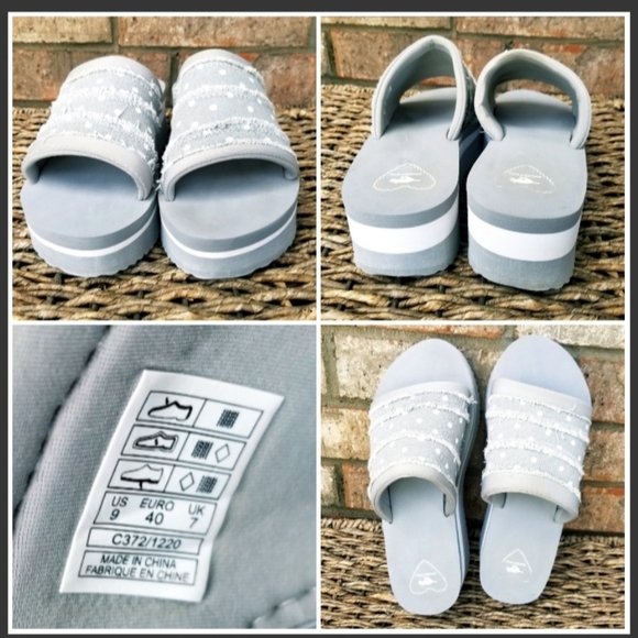 Rocket Dog Hilo GRAY Cotton Platform  Wedge Sandals  (Size 9) Summer Slide shoes - Picture 6 of 8